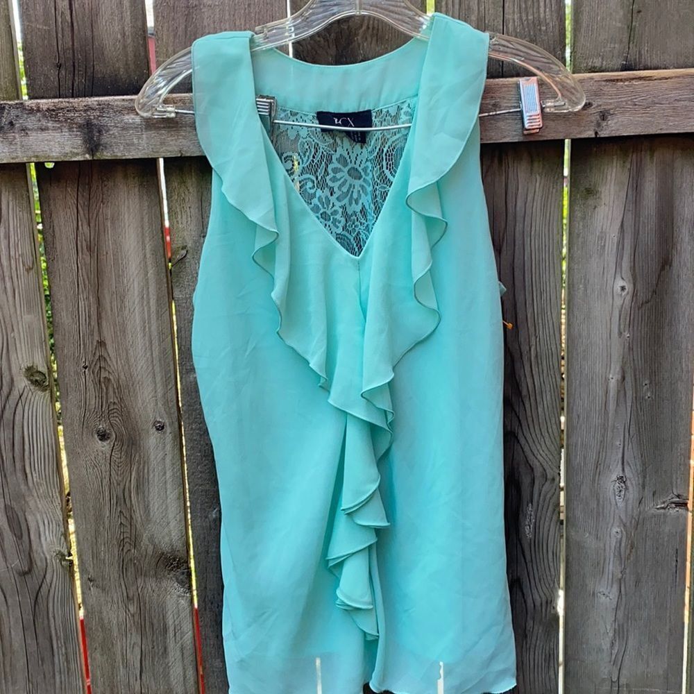BCX mint green Ruffle top sz. M